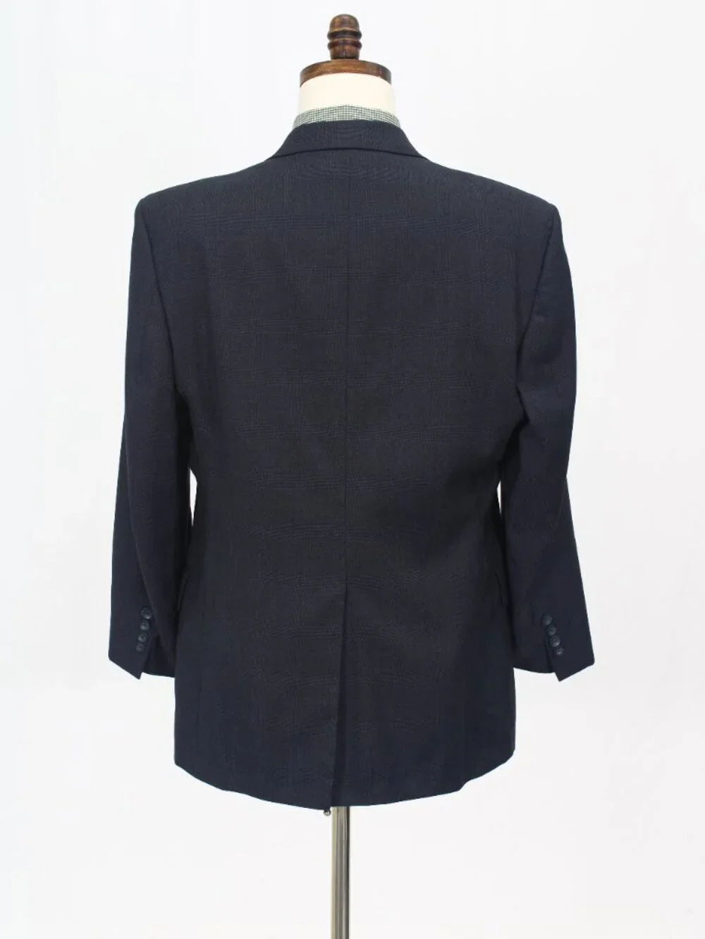 Bespoke 42R 36x30 Navy Full Suit 2-Button Check R957